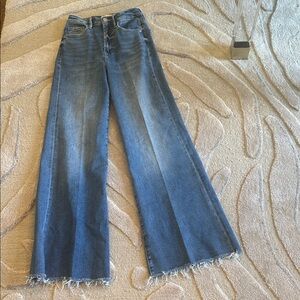 Dear John Fiona High Waist Wide Leg Distressed Blue Flare Jeans
